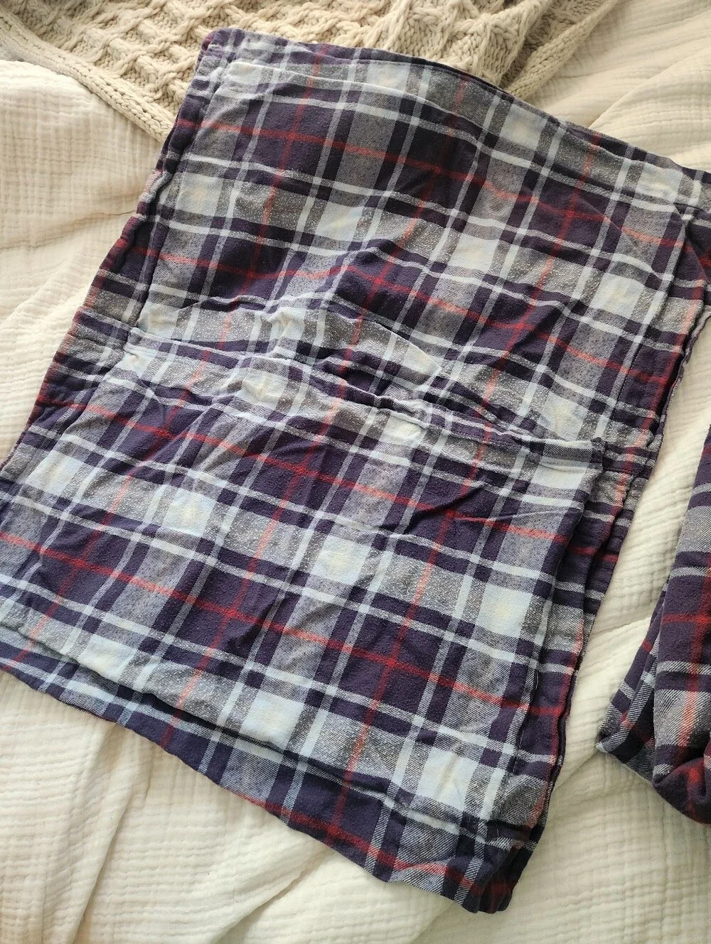 Pottery Barn Kids Blue  Plaid Flannel Duvet and Sham with Red Accents,size Twin